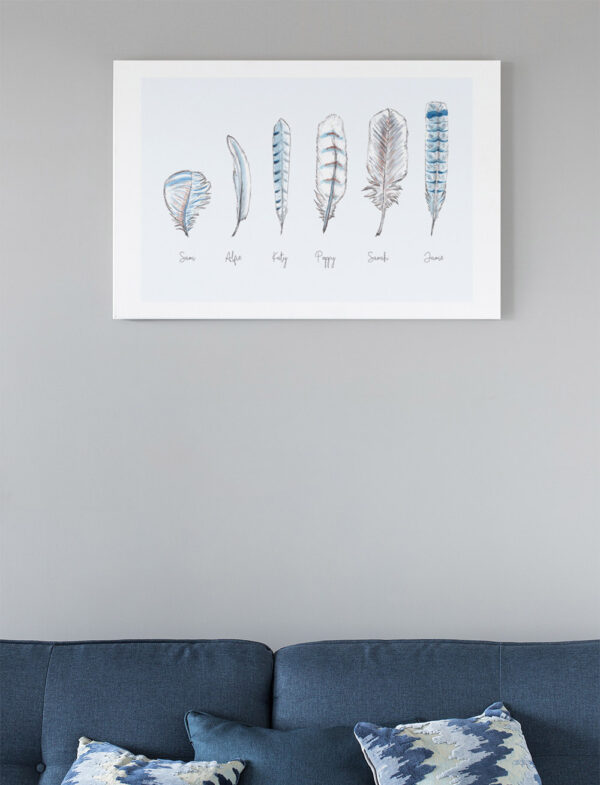 Personalised feather print - pale blue