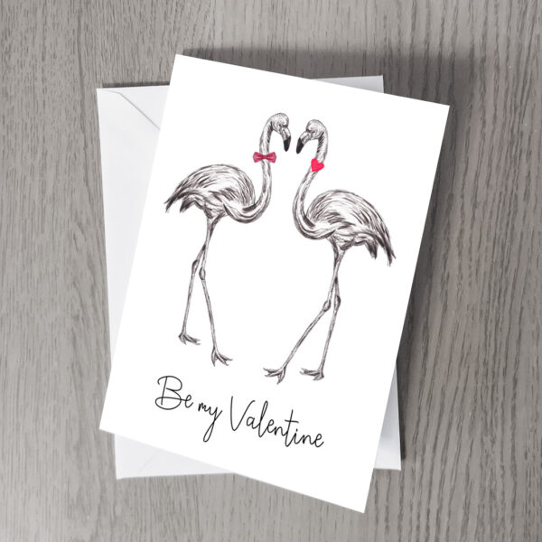 Flamingo Be my Valentine card