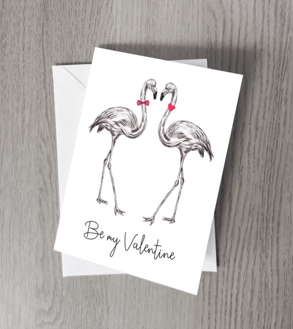 Flamingo Be my Valentine card