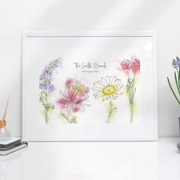 Family birth flowers art print