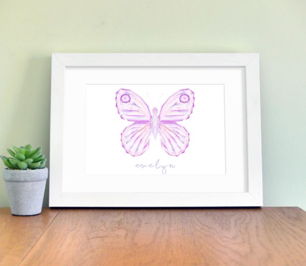 Pink butterfly Personalised